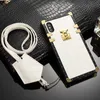 Vierkante doos schattige rooster zachte tpu kofferbakjes unieke vrouwen meisjes lady case met lanyard voor iphone 13 12 11 pro xr xs max x 8 SAMSUNG S20 FE S21 Ultra A12 A32 A42 A52 A72 A22 A02