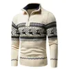 Homens Outono Casual Jacquard Half Zip Polo Camisola Cardigan Jaqueta Homens de Inverno Manga Longa Mock Neck Sweater Pullover Homens 210813