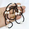 Pendant Necklaces 5 Pcs Black Beaded Pearls Chain Handmade Long Glass Fashion Jewelry Mask Sun-glasses 90064