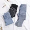 Jeans femme grande taille taille haute Stretch lavé jean skinny femme Denim pantalon crayon bleu clair gris noir 210629