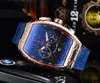 Wysokiej jakości luksusowe zegarki kwarcowe Watchbr-U1 wszystkie pięć igieł działają bezel męski zegarek ze stali nierdzewnej franck marka BLACK COBRA FM