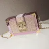 Clutch Bag Female Mini Small Party Wedding Purse Chain Shoulder Luxury Gradient Color Sequin Box Shape Messenger ZD1757