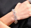Bracelet à maillons Baguette Mariner glacé de 16 mm, plaqué or blanc 14 carats, 2 rangées de diamants en zircone cubique, bijoux 16 à 24 pouces, ras du cou cubain