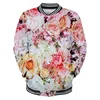 Женские куртки цветы куртка бейсбольная форма 3D печатные хризантемы подсолнухи пальто Harajuku женщин плюс размер
