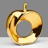 Creative ceramic gold and silver hollow apple ornaments Nordic modern home decorations desktop crafts Christmas Arts figurines 210804