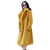 Faux rex coelho casaco de pele mulheres outono inverno coreano moda amarelo preto rosa plus size manga comprida espessura calor casacos lr746 210531