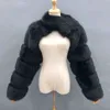 Fur Sleeve Kvinnor Mode Luxury Real Fur Coat Single Sleeve Ankomst 211122
