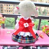 Autumn Spring Winter Dress Cute Girl Dog Clothes Skirt Wedding Costumes Puppy Dresses Yorkshire Poodle Pomeranian Clothing S