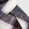 Старинные стильные свободные фиолетовые клетчатые куртки пальто женские мода ослабьте воротник с длинным рукавом свободный шикарный Top 210520