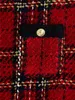 Vintage mulheres vermelhas xadrez saia de lã moda senhoras cintura alta saia elegante feminino chique botão bolso mini 210430