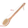 40 cm lange natuurlijke bamboe handvat borstel borstel massager zachte borstels bad douche terug spa scrubber