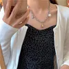 Hanger kettingen u-magische stijlvolle roestvrijstalen overmaat faux parel liefde hart ketting voor vrouwen strass ketting sieraden