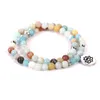 Ciondolo con perline Lotus OM 6mm Chakra Bracciale amazzonite per uomo Donna Fascino curativo Double Deck Regali per ragazza Fawn22