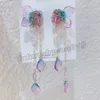 Koreanische Elegante Kristall Lange Quaste Ohrringe Farbverlauf Blau Lila Ohrringe Für Frauen Mädchen Mode Strass Lange Pendientes
