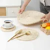 Estera para el hogar Diseño de paja natural Mesa Almohadilla de aislamiento Manteles redondos Manteles para mesa de comedor Accesorios de cocina Posavasos CX220117