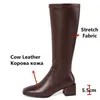 Zij ritssluiting hoge laarzen voor vrouwen wijde been winter schoenen vrouw hakken klassieke ontwerp party casual knee boot 210528