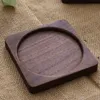 Venda Por Atacado Coasters De Madeira Negro Noz copo tapete tigela pad café chá tapetes de chá de jantar placas de jantar casa cozinha bar ferramentas 8.8cm