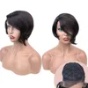 Dantel Peruk Beaudiva Kısa Pixie Kesim Düz İnsan Saç Brezilyalı Remy Makinesi Kadınlar için Yan Parça Peruk Yapılan