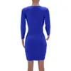 Est Women Sheath Bodycon Suknie Ladies V Neck Casual Długim Rękawem Wieczór Party Club Sexy Mini Dress Drop 210520