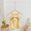 Abbigliamento per bambini Pagliaccetti Tute 3D Banana Smile Face Estate 2021 Abbigliamento per bambini Boutique 0-2T Neonati per bambini Tutine in cotone per gattonare Super carini