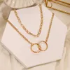 Fnio Punk Layered Chain Necklace Neck Chains for Women Vintage Exaggerated Golden Goth Hoop Metal 2021 Clavicle Jewelry