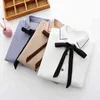 Women Retro Bloge Spring Autumn Bow Collar a manica lunga camicie chiffon