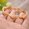 24k 4pcs/lot Gold Color Bresslate Bangles for Women Gold Bracelets Wedding Party Bridal Jewelry Joias Ouro Factory Price Vint Q0720