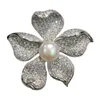 Natural Fresh Water Pearl Brooch Pins Kwiat Cyrkon Cyrkon Fashion Women Jewelry Free