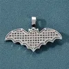 Hip Hop Iced Out Bat Pendant Halsband Micro Paved Black Zircon Silver Plated Mens BlingJewelry Gift