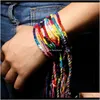 Bracelets porte-bonheur Jewelrykimter Bracelet d'amitié népalais vent national fait à la main arc-en-ciel bracelet main corde tissé bracelets bijoux cadeau 10Pc