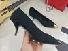 Women's high quality sandals fashion pointed metal belt cloth leather high heels sexy luxury dress shoes 6cm send box 35-42