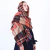 2021 Winter Scarf Women Rainbow Woven Lattice Scarves Lady Thicken Warm Soft Shawls Wraps Female Colored Wool Long