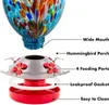 2022 New Bird Supplies Garden Hummingbird-matare med abborre handblåst glas Blåttvätska ounces kapacitet inkluderar hängande ledningar och vallkrok (blå phoenix)