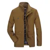 Trench Coat Höst Winter Mäns tvättad jacka i den långa sektionen Stor storlek Trench Coat Men Fashion Casual Jacket Män 211011