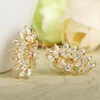 Stud DAZZ Exquisite Flower Earrings For Women Girls Gold Color Crystal Colares Bijuterias Brincos Pequenos Boucle D'oreille