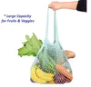 食料品袋再利用可能なコットンメッシュキッチン収納紐ショートハンドルネットトートショッピングポータブルフルーツ野菜バッグ18彩色