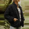 Casaco de cor sólida de mulheres Lightweight Quilted jackets Zip Up Sobros de Manga Longa Suporte Pescoço Quente Inverno Roupas 211109