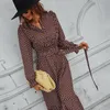 Casual Dresses Womens Summer Fashion Long Dress Sleeve O-Neck Ladies Polka Dot Dreeses Split Vestidos för Femela Boho Beach Holiday