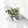 Trendy Pine Shape Red Flower Brooch for Women Green Leaf Cherry Brooches Suit Lapel Pin Clothing Scarf