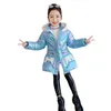 女の子の綿のジャケット12子供の冬の服子供の暖かい厚いコートの防風ジャケットの女の子漫画パーカーアウターウェア211222