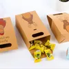Geschenkomschakeling 12 stks Kraft Paper Candy Box Kerstverpakking Handtas Zakka Craft Bakery Cookies Biscuits Pakketzakken Kerstfeest FAVORS