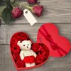 Caixa de presente da flor do sabão Dia dos namorados Pétalas de rosas perfumadas com envoltório do urso