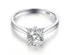 Con certificado 18k anillos de oro blanco para mujeres 2.0ct Corte redondo Zirconia Diamond Solitaire Anillo Banda de boda Compromiso de compromiso nupcial