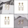 Dangle & Chandelier Earrings Jewelry Korean Style Fashion Earring Simple Geometric Square Shell Ins With Diamond 925 Sier Needle For Women D