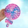 Tie-tingido empurrado Bubble Fidget Brinquedos Lollipop Design Esprema Sensory Popper Bubble Board Jogo Silicone Lolly Decompression Toy para Autismo Stress Relief