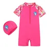 2-8 Years Girls Swimsuit 2021 Toddler Clothing One Piece Swimwear Floral Surfing Style Children Bathing Clothes Kids Surf Suit