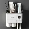 Tandenborstelhouder Muurmontage Magnetische Adsorption Omgekeerde tandpasta Dispenser Make-up Opbergrek voor badkamer Accessoires Set 713 V2
