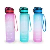 Bouteille d'eau en plein air de 1000 ml avec paille, bouteilles de sport, randonnée, Camping, bouteille de boisson en plastique sans BPA, bouteilles d'eau en plastique portables colorées