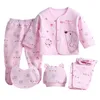 5pcs/set Unisex Newborn Baby Clothing Suits 0-3 Months Infant Cartoon Cotton Baby Girl Outfit Baby Boy Clothes Gift G1023