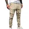 Pantalons pour hommes Poignets élastiques côtelés pour hommes Beau cordon de couleur unie Hommes Cargo Long Fitness Casual pour Trekking